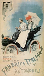 Poster advertising an early FIAT car, 1899